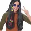 Feelin' Groovy-Black Long Beads/Ribbons Wig -Classic Horror Store 3400