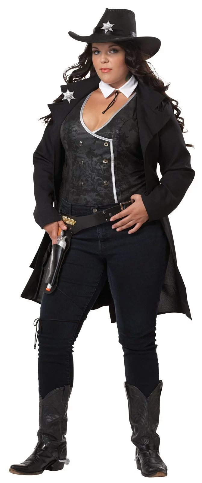 Black Cowboy Style Adult Plus Costume 3 Black Cowboy Style Adult Plus Costume