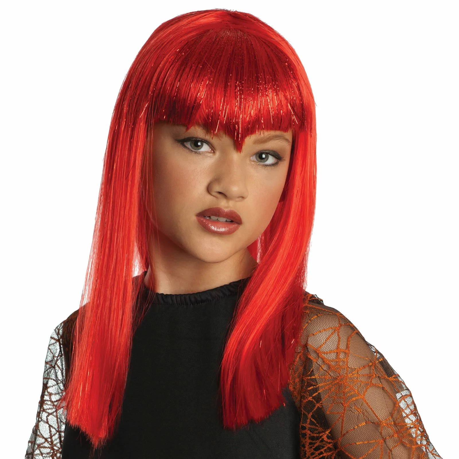 Glitter Vamp Red Child Wig 3 Glitter Vamp Red Child Wig
