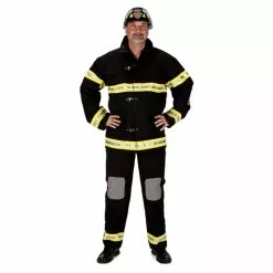 Adult Black Firefighter Suit With Helmet