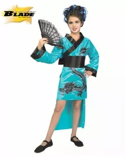 Female Kids Dragon Costume In Teal